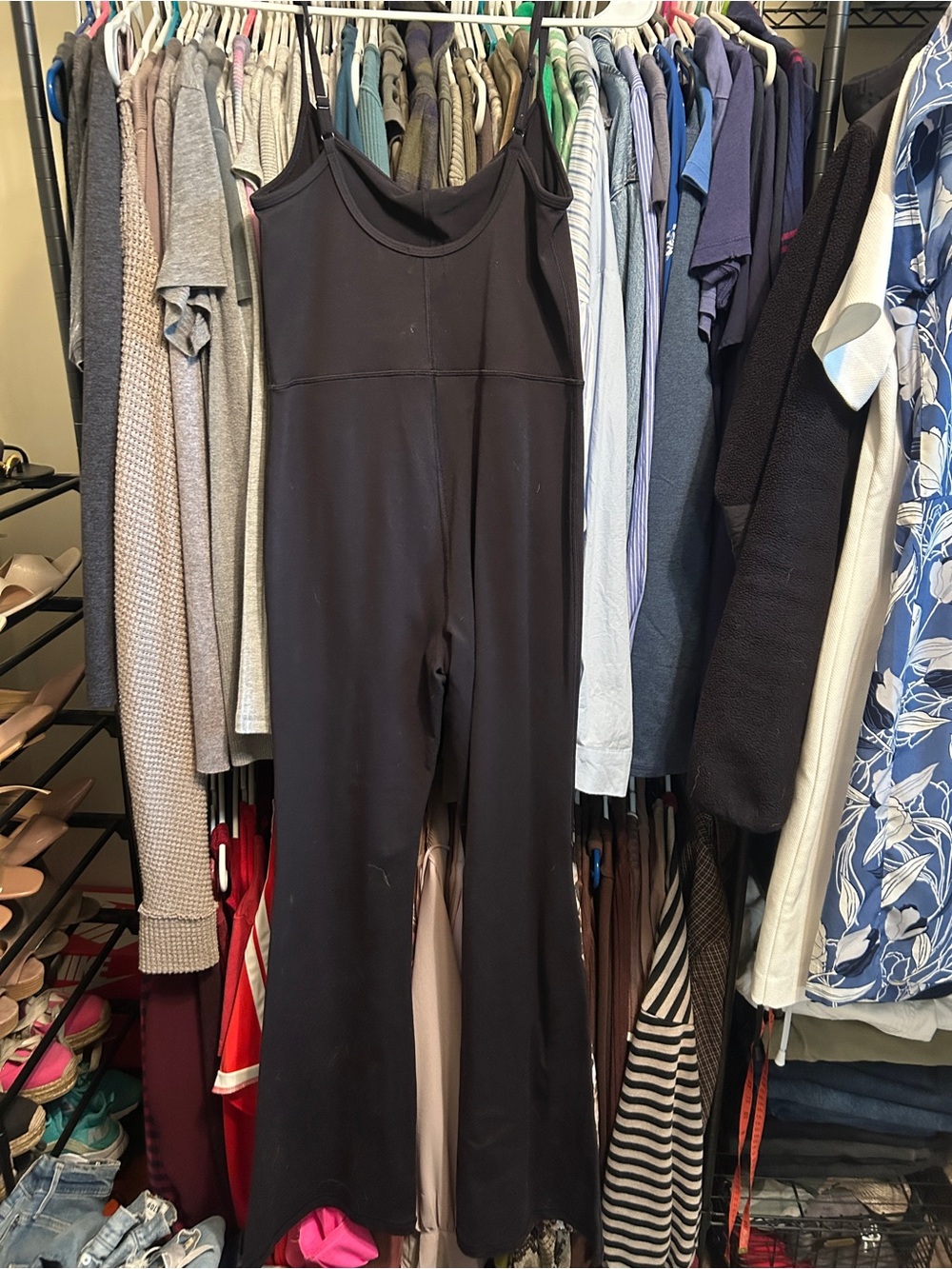 Aritzia Wilfred Black flare Spaghetti-Strap Jumpsuit - Picture 3 of 3